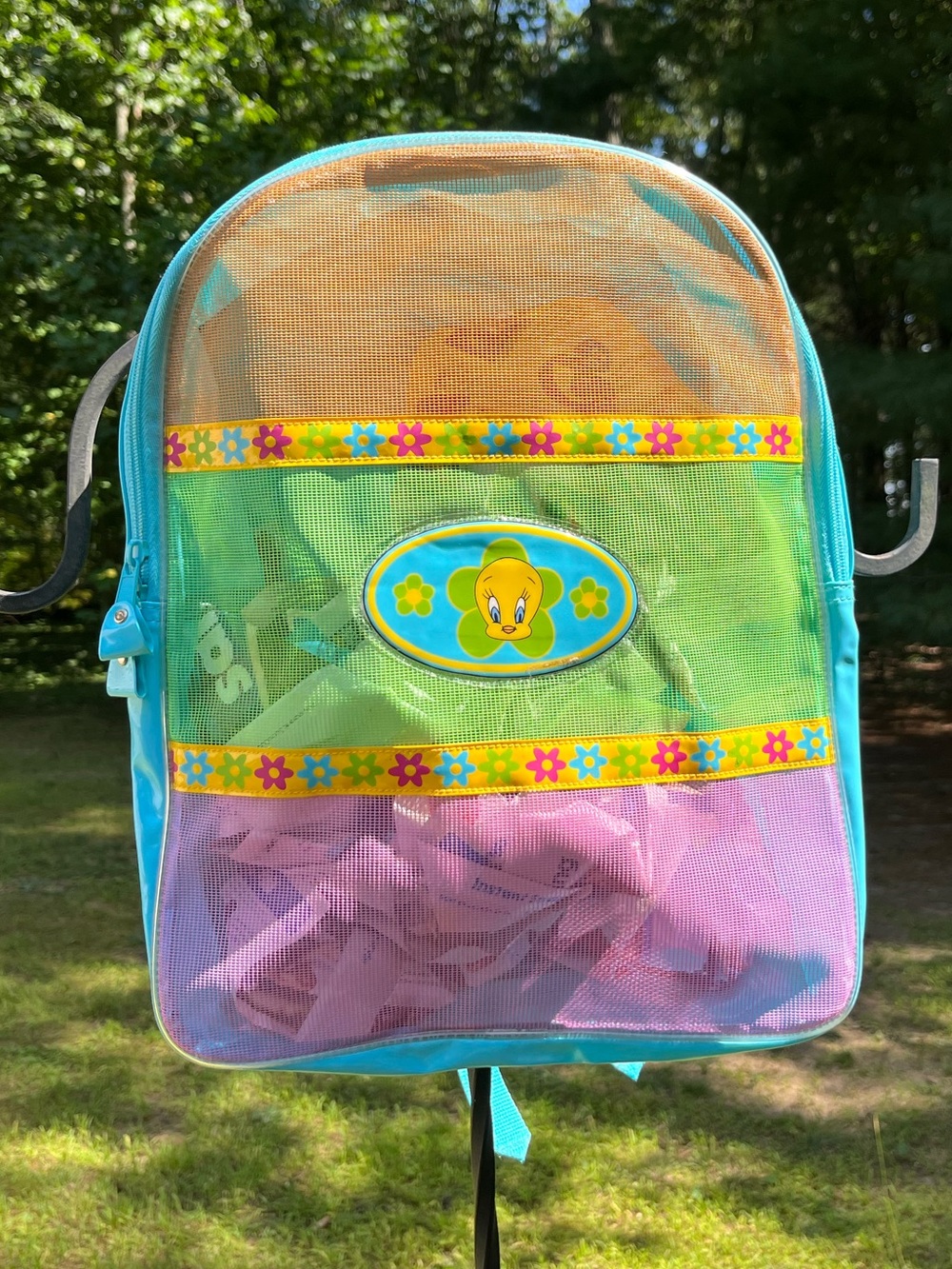 1997 Warner Bros NWT Looney Tunes Tweety Bird Beach Backpack Blue Back To School